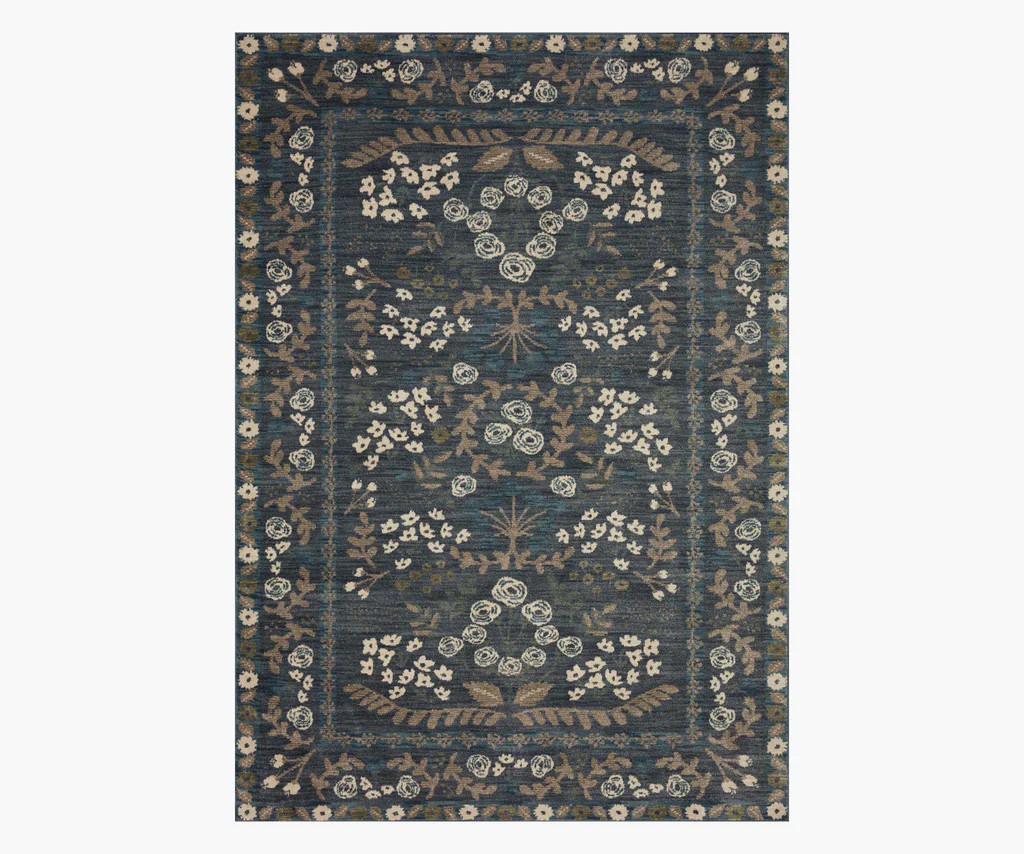 Fiore Florence Power Loomed Rug -  Navy & Grey | Rifle Paper Co.