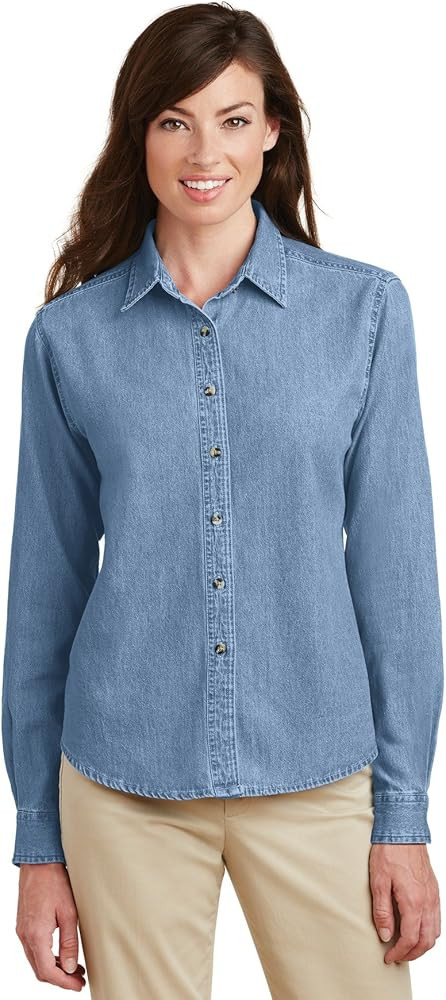 Port & Company Women's Long Sleeve Value Denim Shirt | Amazon (US)
