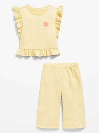 Short-Sleeve Ruffle-Trim Top and Wide-Leg Pants for Baby | Old Navy (US)