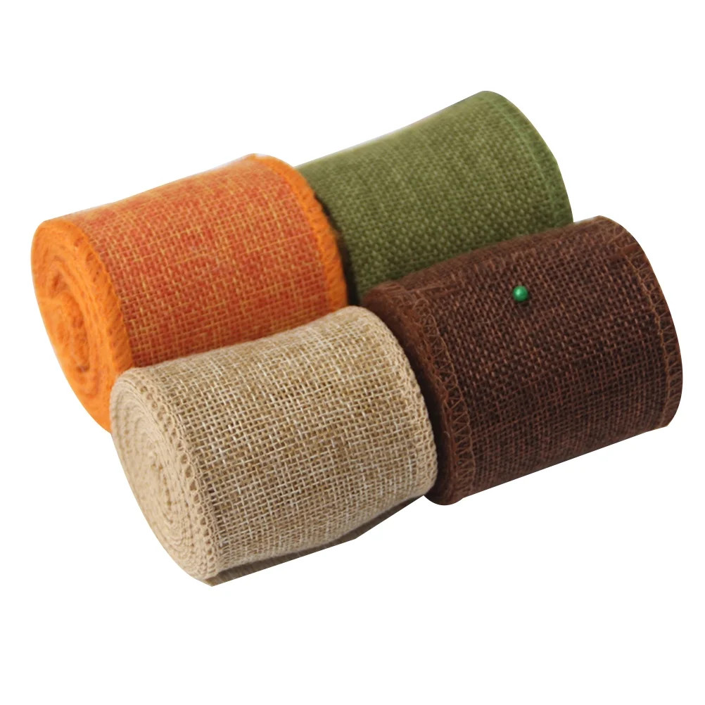 AURARMLET Craft Burlap Ribbon Orange For DIY Users 4 Rolls 11.8x2.4x0.04in | Walmart (US)