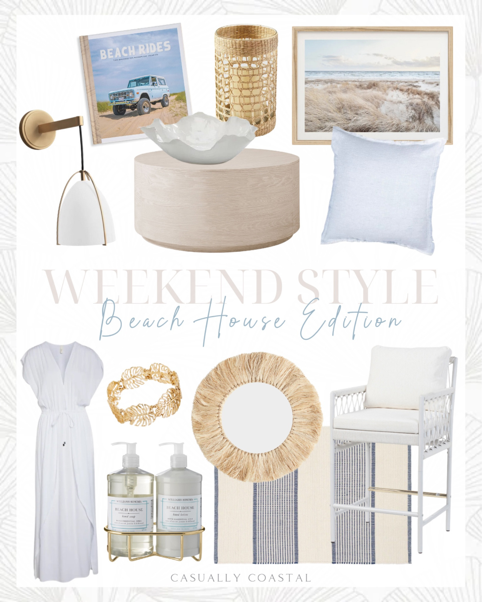 Weekend Style: Beach House Edition

Coastal home decor, coastal style, coastal decor, coastal rug, beach house rug, coastal mirror, coastal artwork, coastal wall art, beach house artwork, coastal chair, coffee table, coastal coffee table, dimmable sconce, Beach Rides book, coastal Amazon book, white Freeform ceramic bowl, Amazon coastal bowl, seagrass vessel, Etsy coastal artwork, round drum coffee table, wood coffee table, sky blue fringe soft linen pillow, coastal coverup, wrap maxi cover up dress, monstera stretch bracelet, beach house hand soap & lotion, mirror with straw frame, handwoven navy cotton rug, beach house style, beach home decor, counter stool with rope detailing, beach home 

#LTKFindsUnder50 #LTKFindsUnder100 #LTKHome