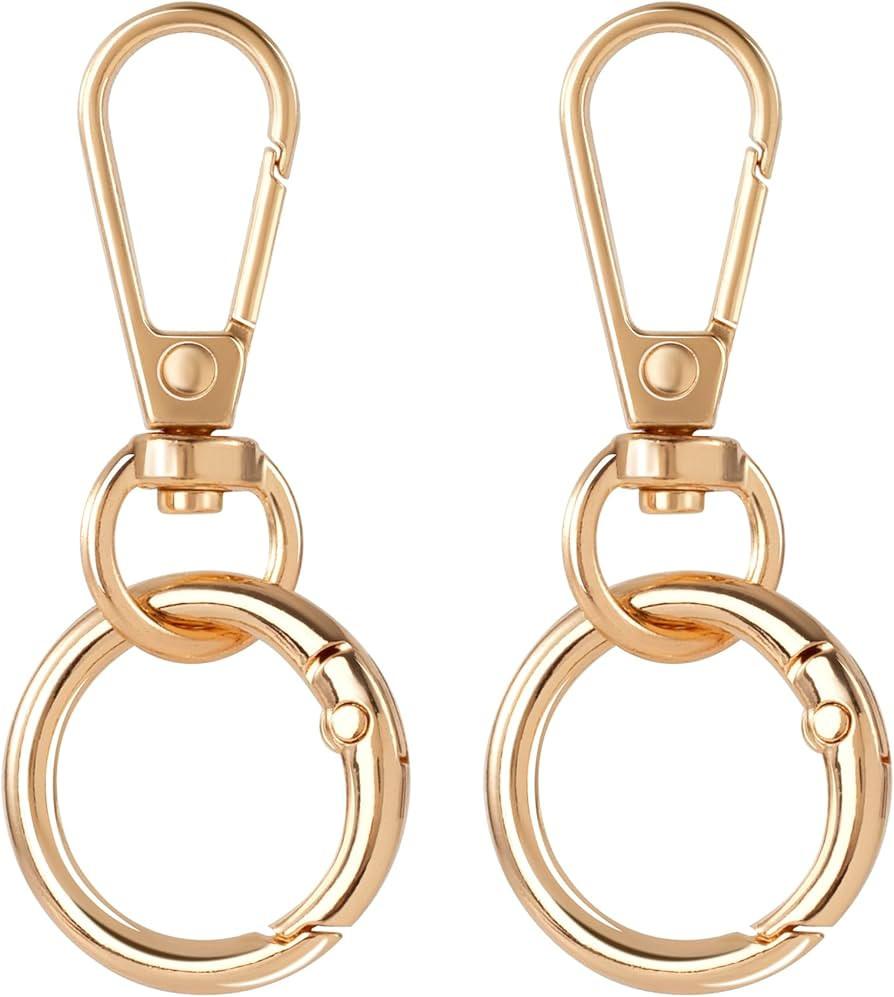 OIIKI 2 Sets Swivel Clasp Clip, Metal Swivel Snap Hooks, Double Opening Key Chain Clip with Key R... | Amazon (US)