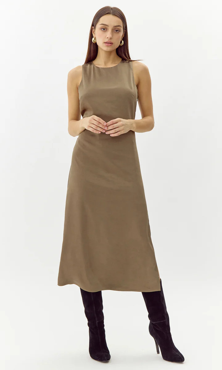 Trina Satin Midi Dress | Greylin Collection | Women's Luxury Fashion Clothing 