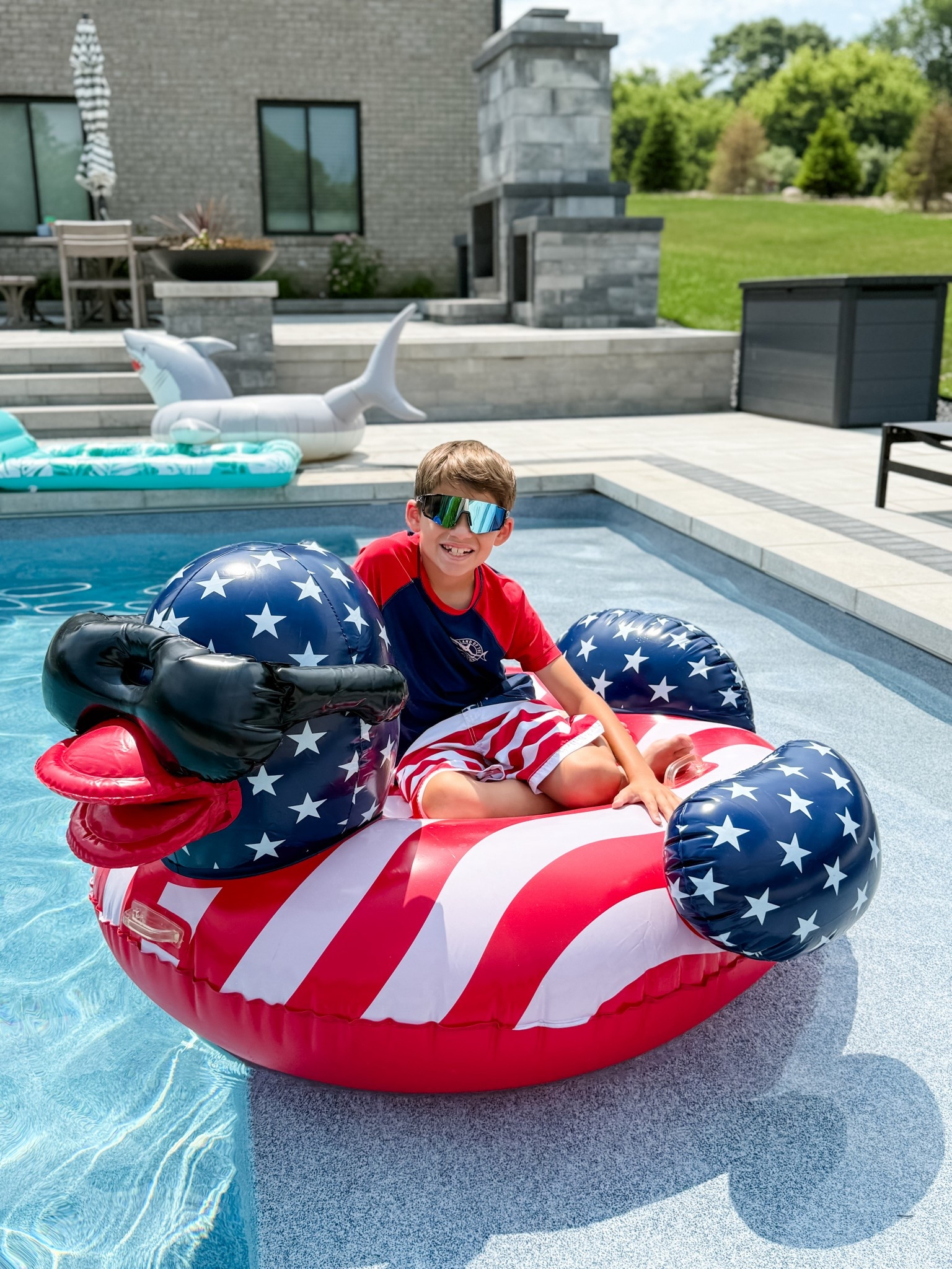 4th of July outdoor pool fun. American flag duck pool float, Amazon find. 

#LTKParties #LTKHome #LTKKids