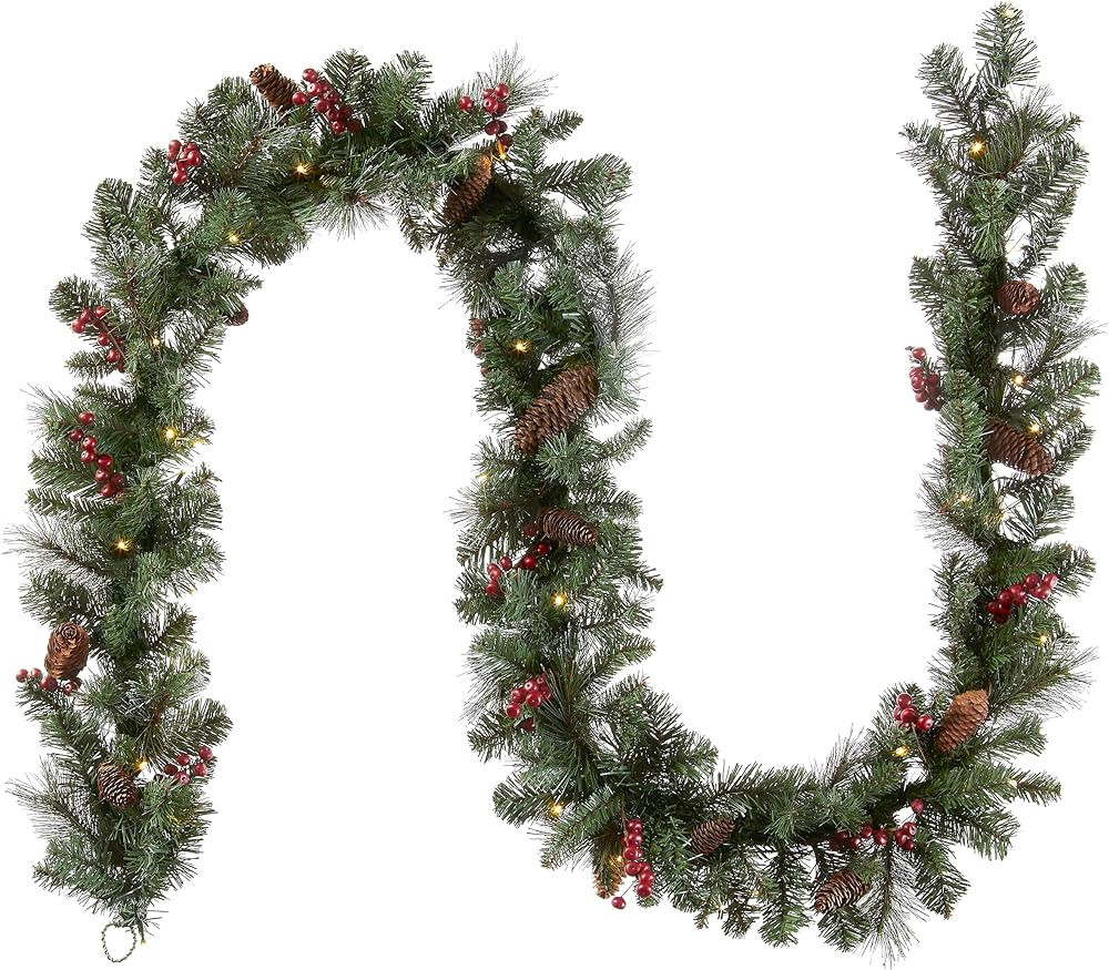 National Tree Company Pre-Lit Artificial Christmas Garland, Green, Crestwood Spruce, White Lights... | Amazon (US)