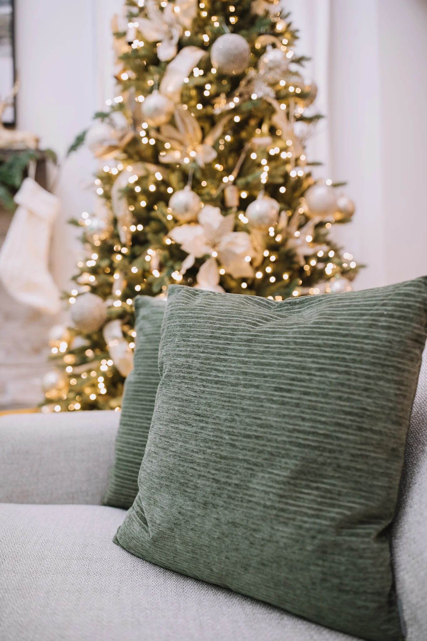 Green Chenille Stripes Pillow | Joy Meets Home
