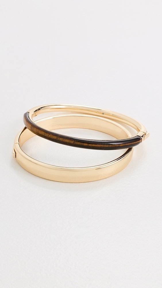 Semi Stone and Small Puffy Hinged Cuff Set | Shopbop