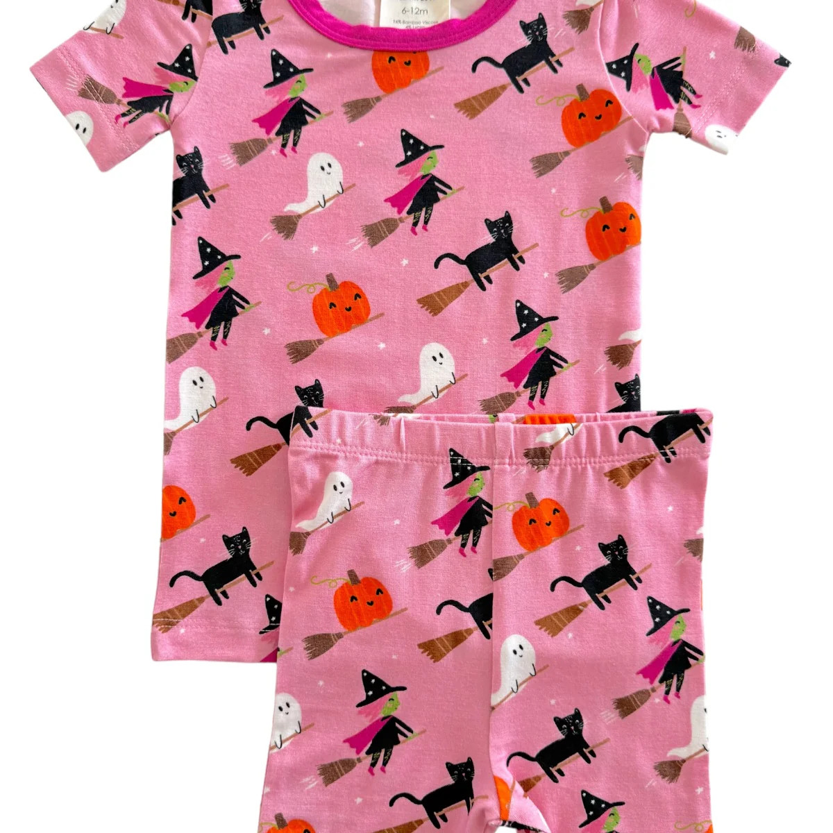 Short Sleeve 2-Piece Set, Broomstick Friends Pink | SpearmintLOVE
