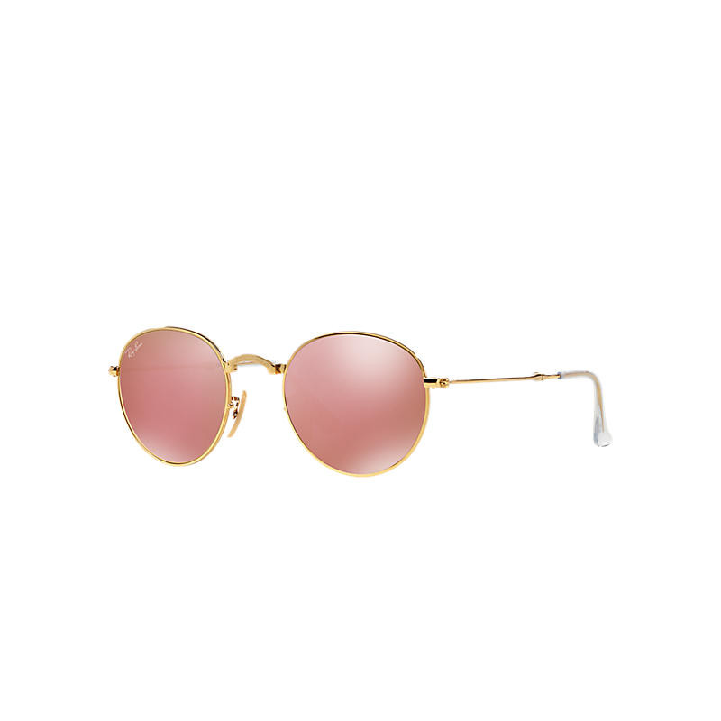 Ray-Ban Round Metal Folding Gold Sunglasses, Pink Lenses - Rb3532 | Ray-Ban (US)