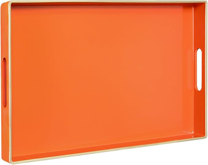 MAONAME Orange Serving Tray with Handles, Modern Decorative Trays for Coffee Table, Plastic Recta... | Amazon (US)