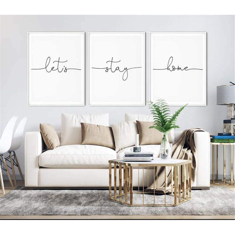 Minimalist Family Quote Painting Canvas Prints Let's Stay Home Poster  3 Pieces for Living Room H... | Walmart (US)