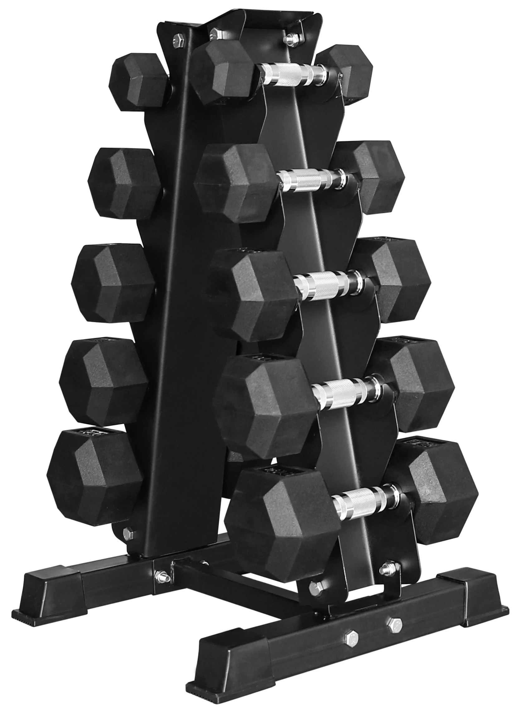 BalanceFrom 150LB Coated Hex Dumbbell Weight Set and A-Frame Storage Rack, 5-25 lbs Pairs | Walmart (US)