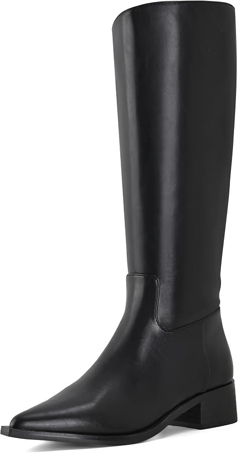 Shoe'N Tale Women's Knee High Boots Block Low Heel Square Toe with Side Zipper Fall and Winter Fa... | Amazon (US)
