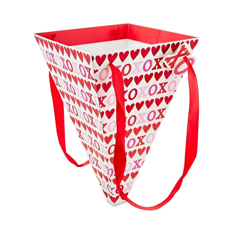 Valentine's Day Red and White XOXO Flower Bouquet Gift Bag, 12.16 in x 15.16 in, by Way To Celebr... | Walmart (US)