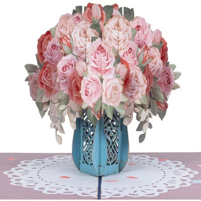 Paper Love 3D Pink Roses Pop Up Card, Gift for Valentines Day, Birthday, All Occasions | 5" x 7" Cover | Target