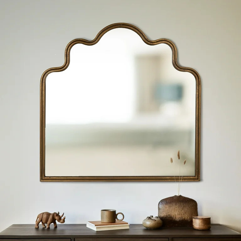 Creative Co-Op Wavy Scalloped Arched Metal Framed Wall Mirror, Gold | Walmart (US)
