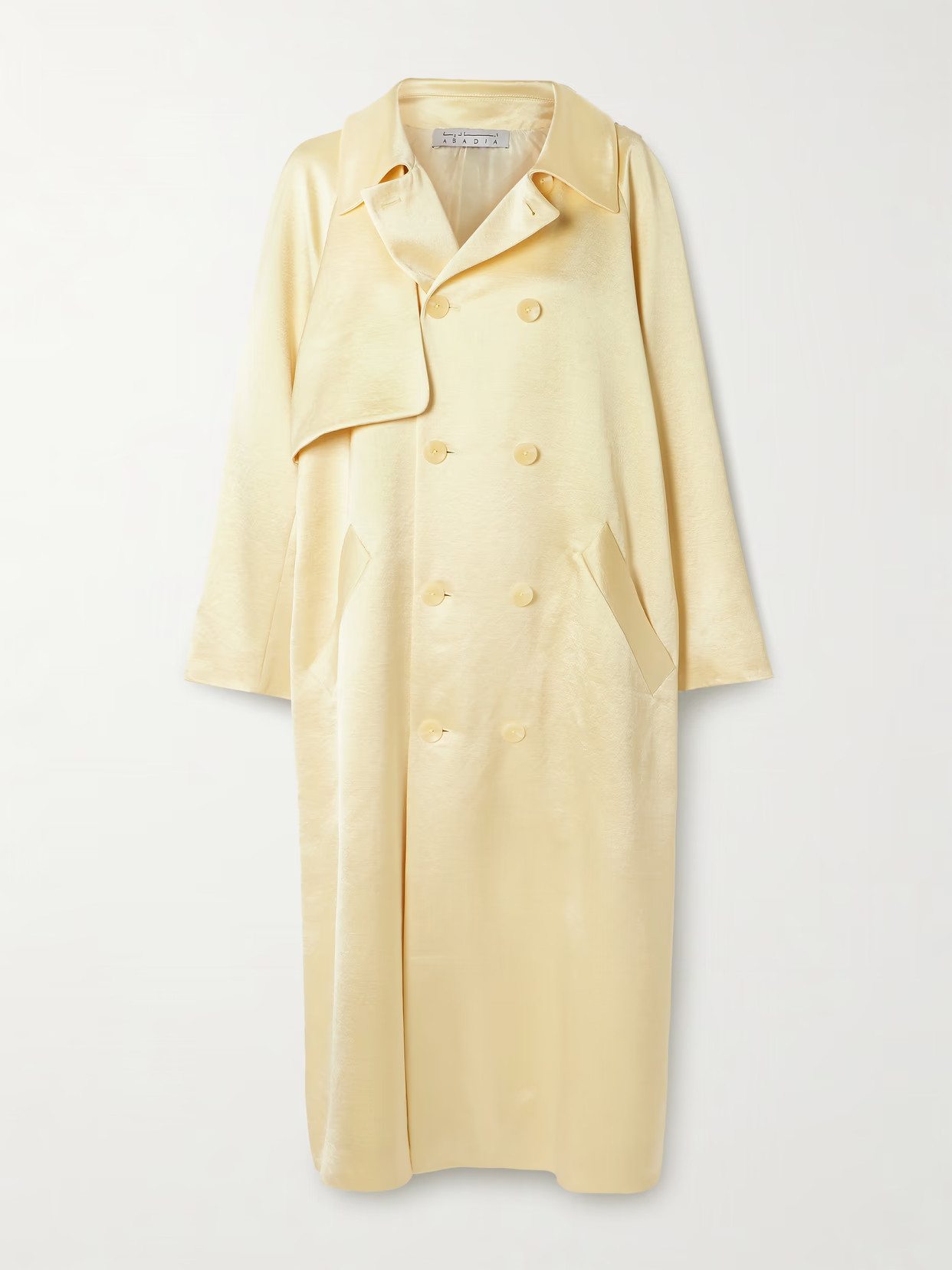 Abadia - Double-breasted Satin-twill Trench Coat - Yellow | NET-A-PORTER (US)