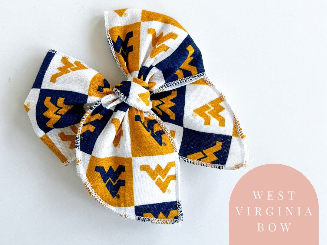 West Virginia Mountaineers Hair Bow - West Virginia baby bow, mountaineers game day outfit for ba... | Etsy (US)