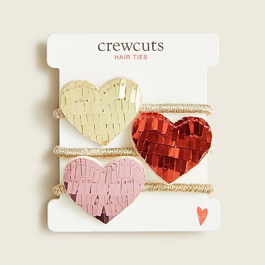 Girls' sequin heart hair tie three-pack | J.Crew US