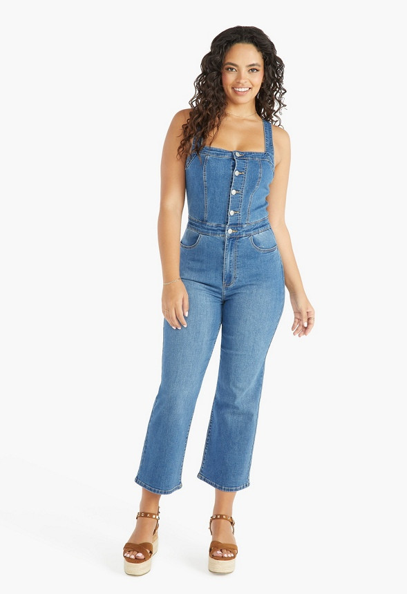 Cleo 70's Denim Jumpsuit | JustFab