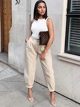 ReoRia Women's Sexy Sleeveless Racer Back Halter Neck Bodysuit Tank Tops | Amazon (US)