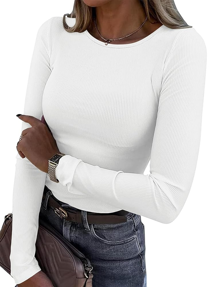 Zeagoo Womens Long Sleeve Crop Tops Basic Slim Fitted Shirts Fashion 2025 Going Out Y2k Tops Teen... | Amazon (US)