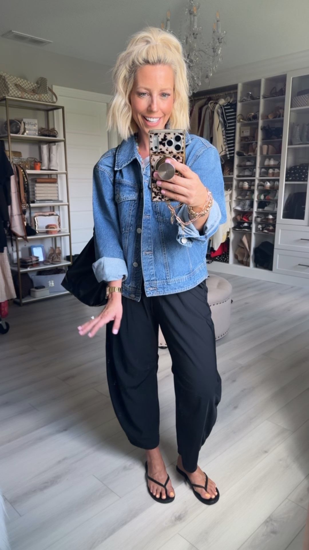 Grab this jacket now while it’s stocked and on clearance for under $13!!! 
⬇️⬇️⬇️
Jacket small (runs roomy)
Pants small (run big)
Tee medium 
Flip flops went up a size 

#LTKmomlife #LTKootd #LTKSaleAlert