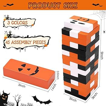 Halloween Wooden Block Stacking Game, Precision Stacking Challenge and Hand-Eye Coordination Chal... | Amazon (US)