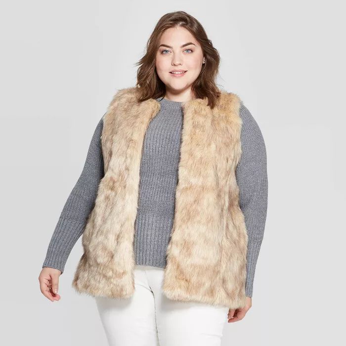 Women's Faux Fur Vest - Universal Thread™ Light Brown | Target