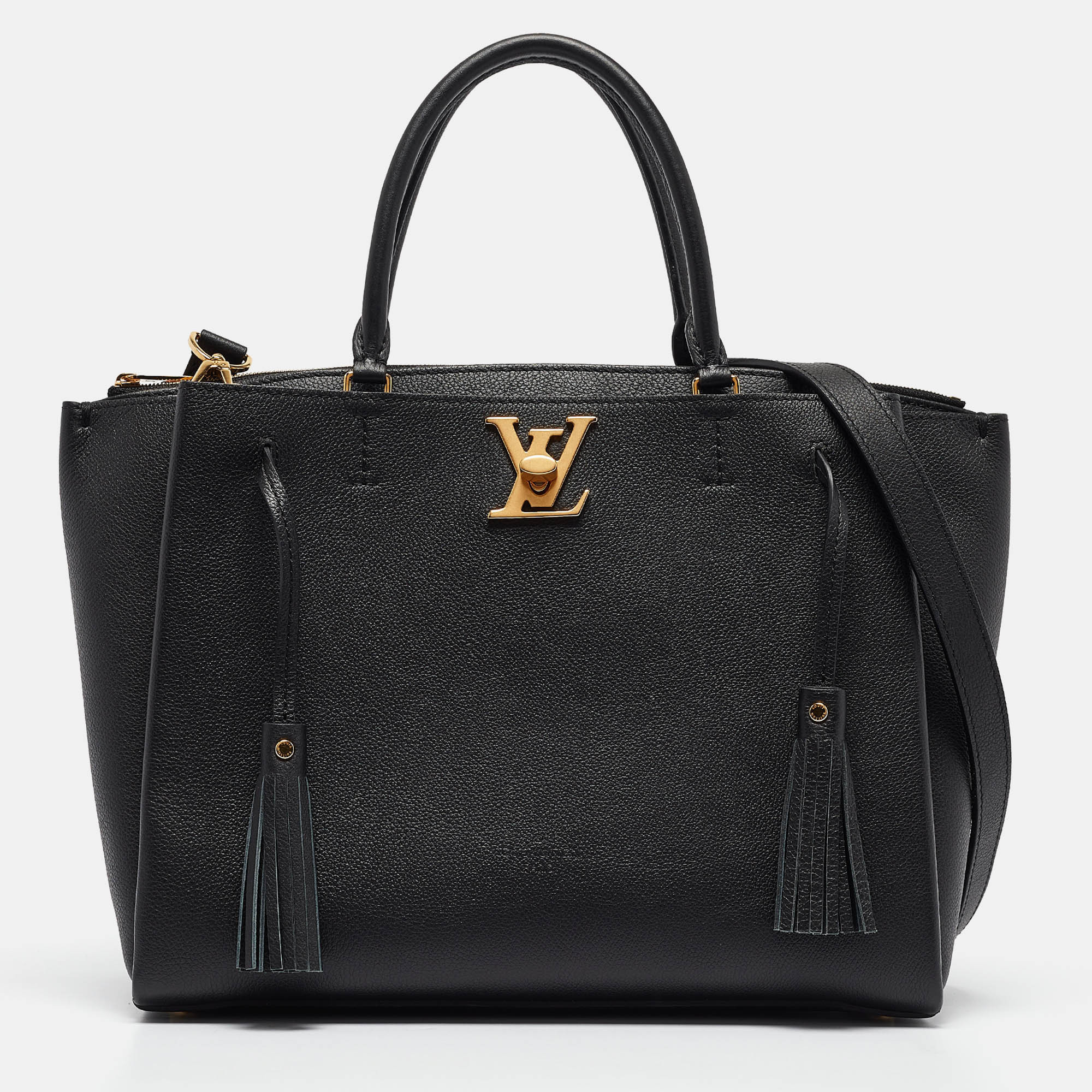 Louis Vuitton Black Leather Lockme Day Mm Bag | Shop Simon