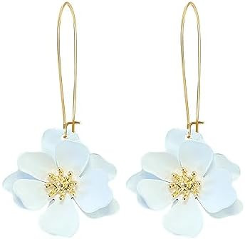 Bohemian Daisy Flower Matte Floral Long Petal Drop Dangle Earrings Layered Tiered for Women Chic ... | Amazon (US)