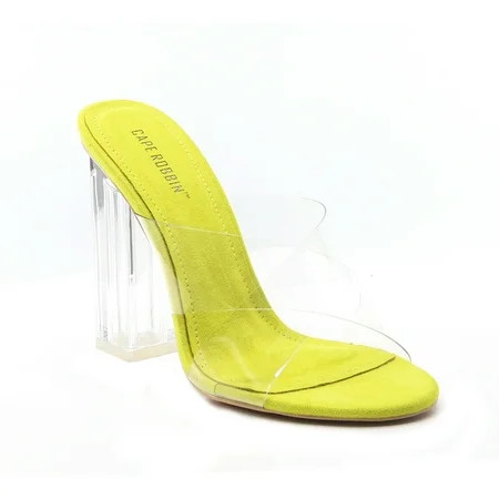 Cape Robbin Jolie Lime Transparent Cris Cross and Block Heel Open Toe Sandals (10, Lime) | Walmart (US)