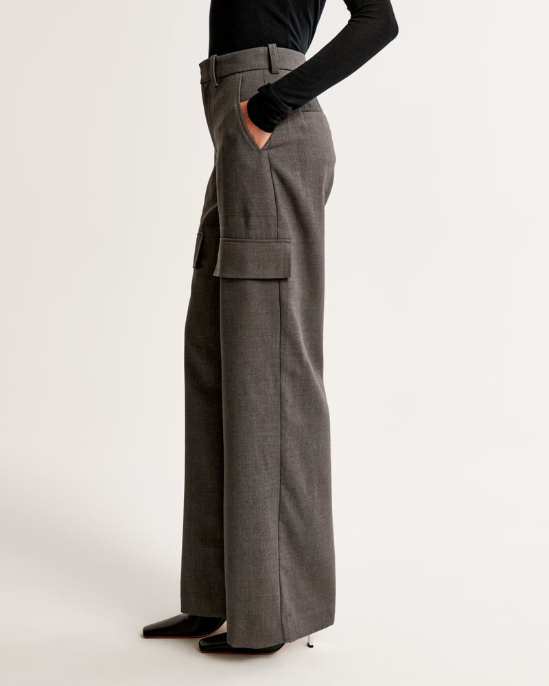 Midweight Suiting Wide Leg Cargo Pant | Abercrombie & Fitch (US)