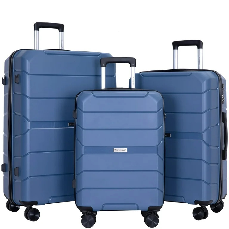 Travelhouse Hardside Luggage 3 Piece Set Hardshell Lightweight PP Suitcase with TSA Lock Spinner ... | Walmart (US)