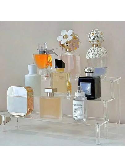 1pc Acrylic Ladder Display Stand, 3-Tier Trapezoidal Display Stand, Home Storage Display Stand Jewelry Cosmetics Display Stand, Multi-Layer Organizer Transparent Display Stand Cake Stand Perfume Rack | SHEIN