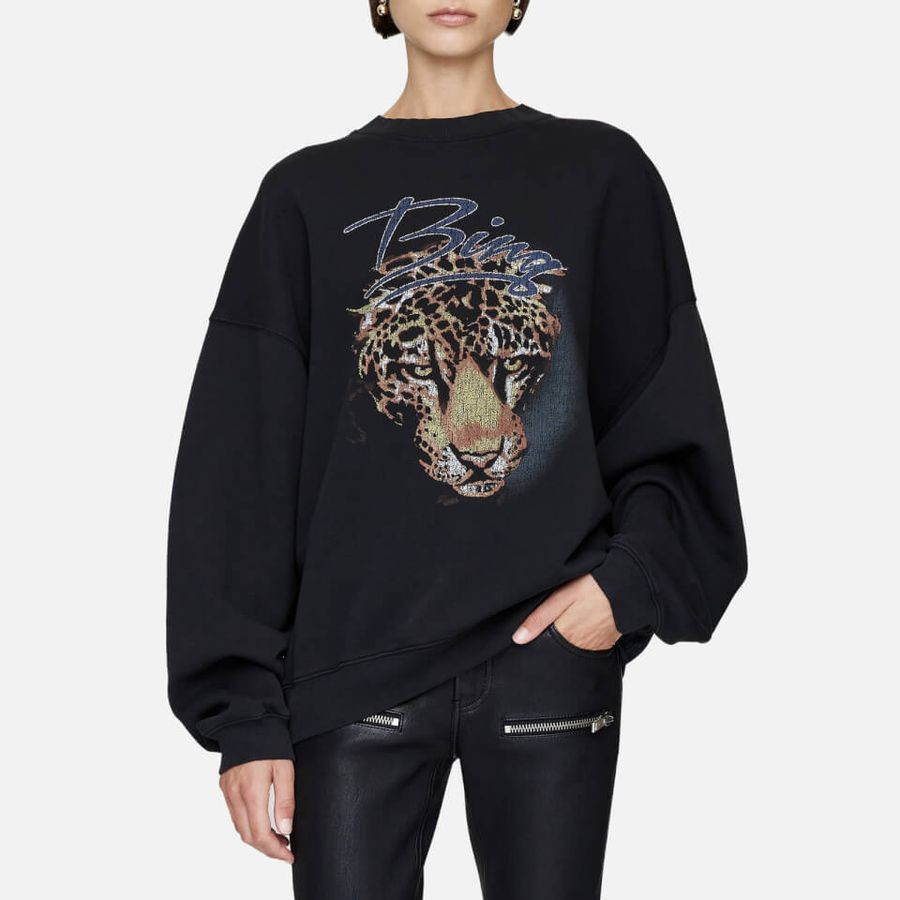 Anine Bing Harvey Leopard-Print Cotton-Fleece Sweatshirt | Coggles (Global)