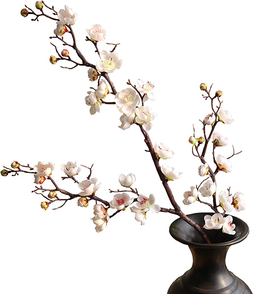 cn-Knight 3pcs Artificial Cherry Blossom Branches,37 Inch Long Stem Silk Plum Blossom with Buds,R... | Amazon (US)