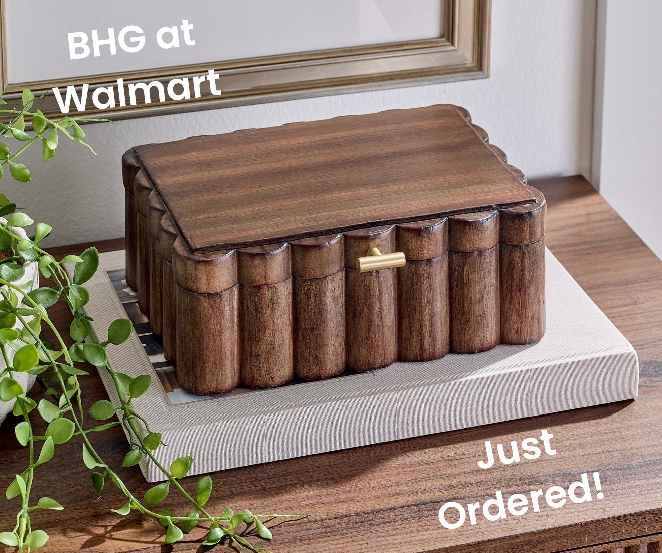 New Better Homes & Gardens storage box! This is perfect for hiding remotes and charging cords and the darker tone wood will be perfect for fall! 

#LTKFindsUnder50 #LTKSeasonal #LTKHome