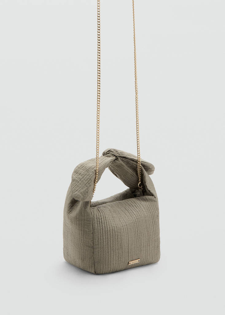 Crinkled handbag with bow medium grey - Women - One size - MANGO | Mango (US/MX/AU)