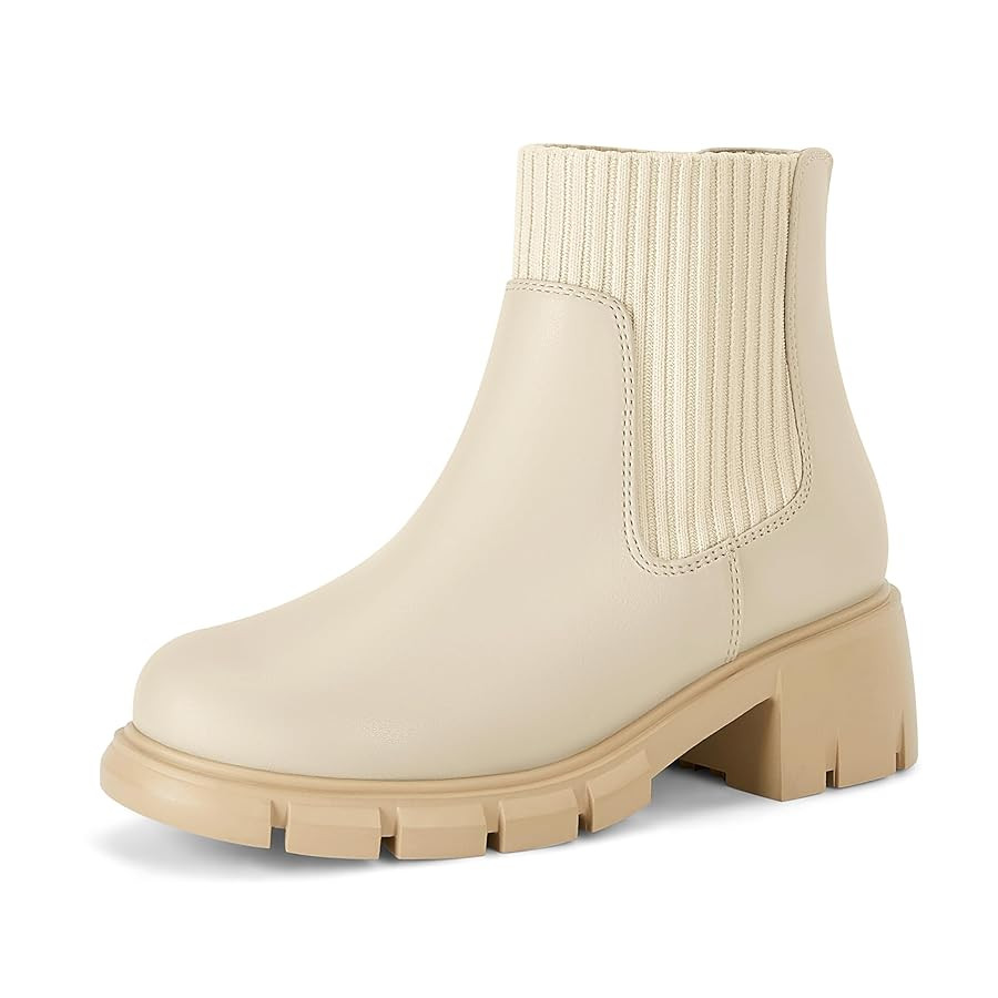 Coutgo Girl Boots Kids Ankle Boots Back Zipper Round Toe Chelsea Platform Elastic Short Booties S... | Amazon (US)