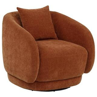 Arnaud Chenille Upholstered Swivel Accent Chair Burnt Orange | The Home Depot