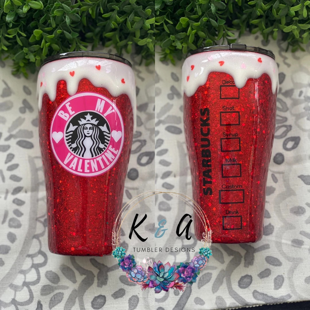 Valentines Day Tumbler/ Gift for her/ Drip/ Hearts/Coffee regular/skinny/wine HOGG Travel Tumbler... | Etsy (US)