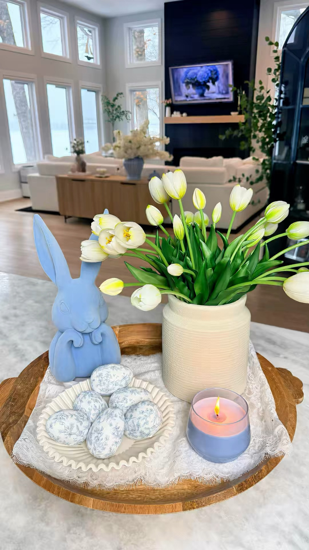 🌸 Follow @theshannykate_style for cozy styling ideas, elevated finds, and simple ways to make your home feel beautiful every day.

I wanted to create a spring centerpiece that feels soft, fresh, and designer-inspired, but still simple enough that anyone can put it together in minutes.

This little tray moment is one of my favorite ways to style a table for the season. The tulips bring that fresh spring feeling, the bunny adds the sweetest Easter touch, and the blue-and-white eggs make everything feel classic and timeless.

It’s proof you don’t need a lot of pieces to make something look beautiful. Just a few thoughtfully layered elements can instantly make a table feel styled and ready for guests.

I love using a tray like this because it works anywhere - a kitchen island, coffee table, dining table, or even an entryway. It’s one of those easy decor ideas that makes your home feel a little more special without overthinking it.

Such a simple setup… but it makes the whole space feel like spring. 🐰🌷✨

#LTKspring #LTKSeasonal #LTKHome