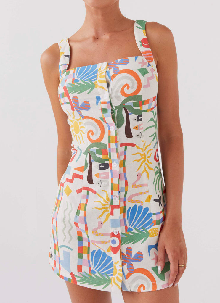Tori Linen Mini Dress - Summer Palm | Peppermayo (Global)