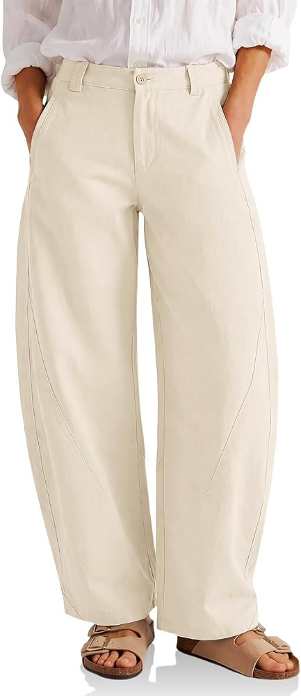 Cicy Bell Womens Barrel Wide Leg Pants Baggy High Waisted Palazzo Trousers | Amazon (US)
