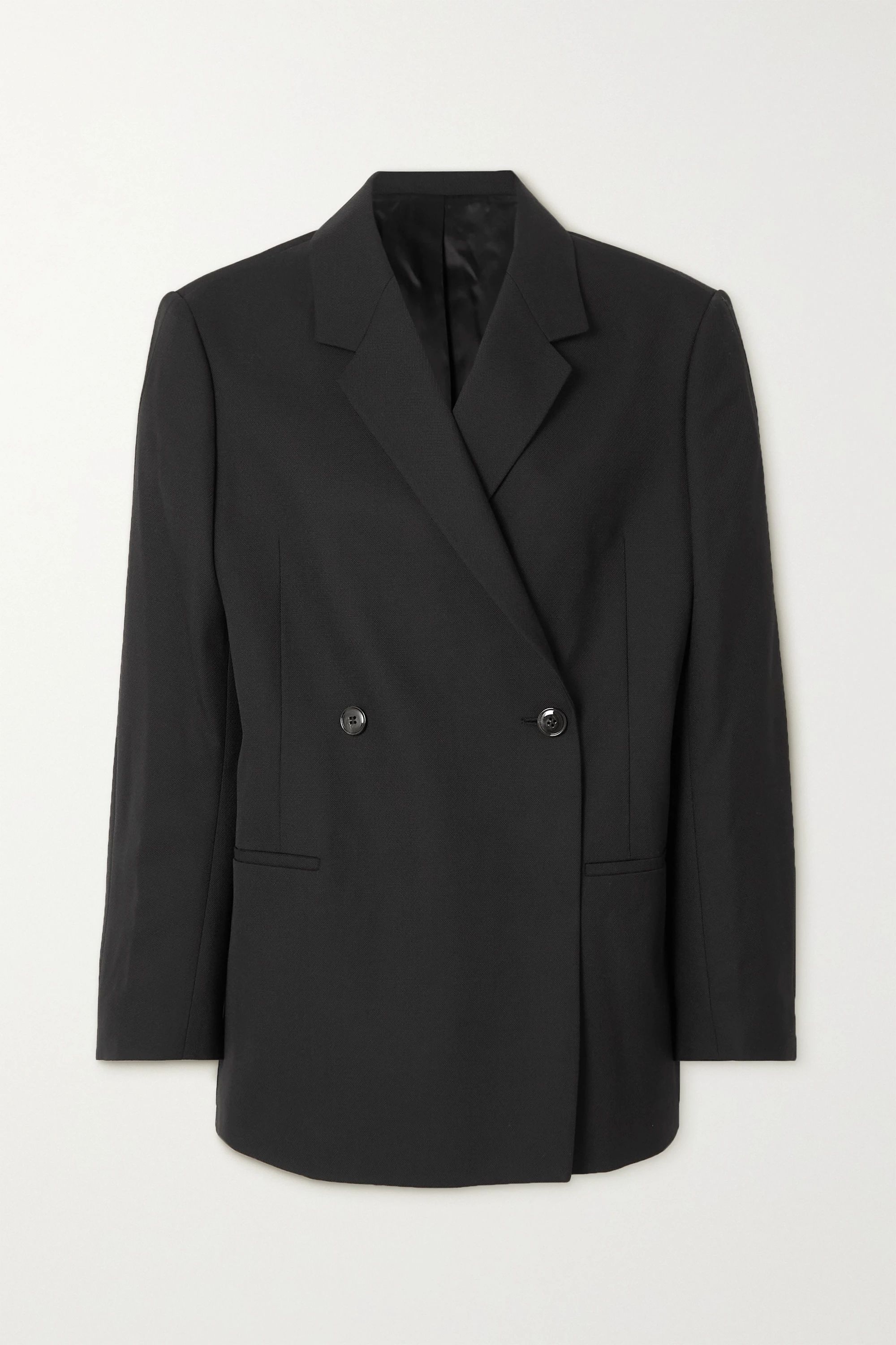 Black Loreo oversized double-breasted woven blazer  | Totême | NET-A-PORTER | NET-A-PORTER (UK & EU)