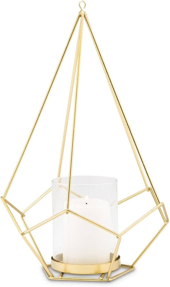 WEDDINGSTAR Tall Geometric Candle Or Flower Centerpieces - Gold - Set of 2 | Amazon (US)