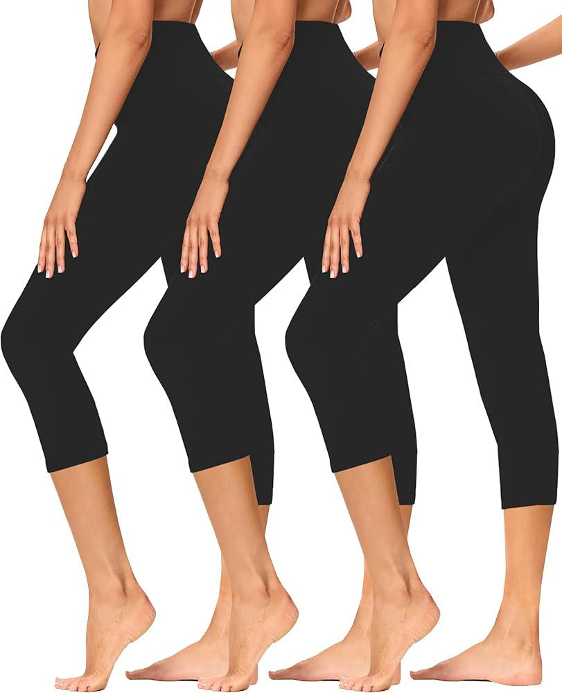 GAYHAY 3 Pack Capri Leggings for Women - Stretch Tummy Control Yoga Pants for Cycling Workout | Amazon (US)