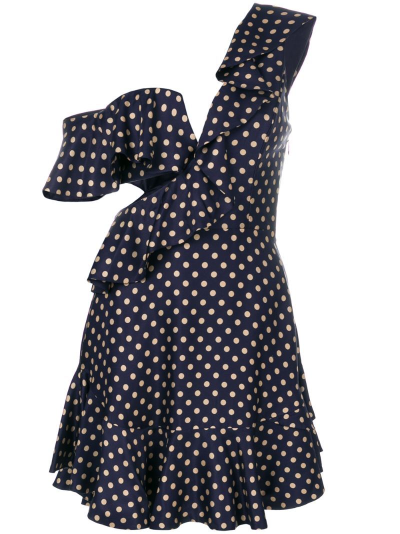 Zimmermann - asymmetric polka dots dress - women - Silk/Viscose - 1, Blue, Silk/Viscose | FarFetch US