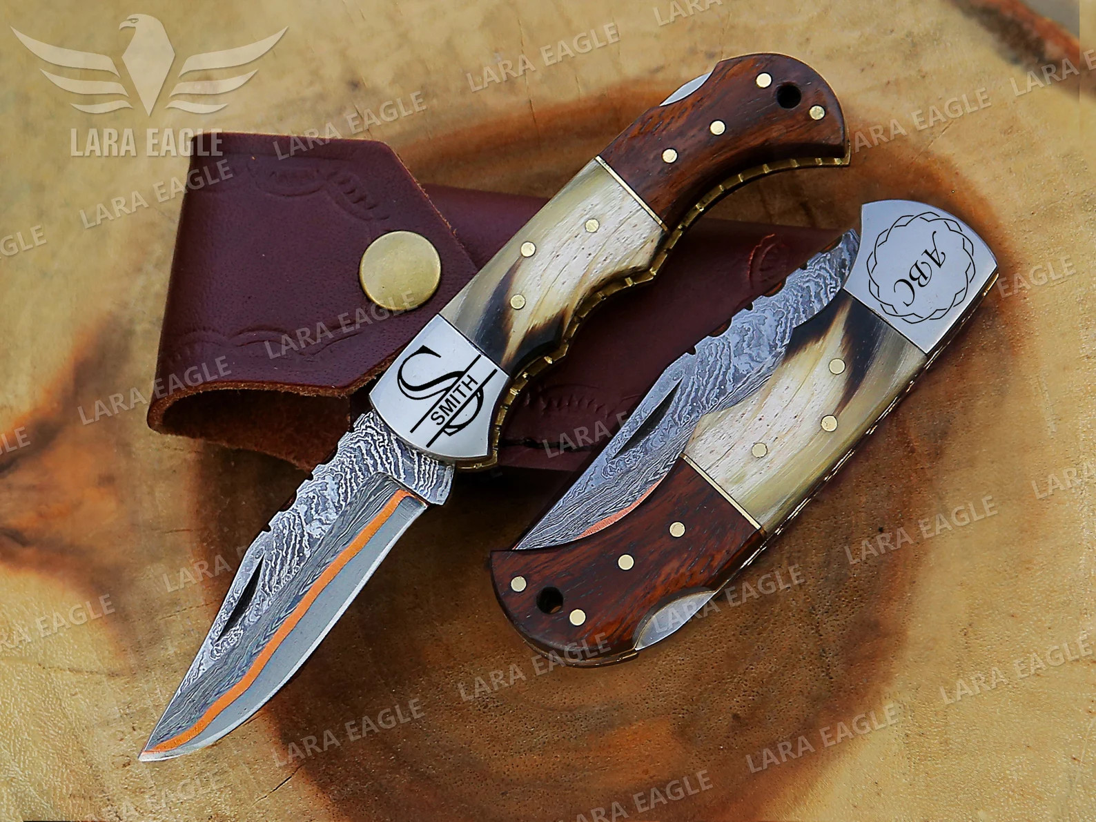 COPPER DAMASCUS HANDMADE Folding Knife, Copper Pocket Knife Ram Horn & Rose Wood Handle Personali... | Etsy (US)